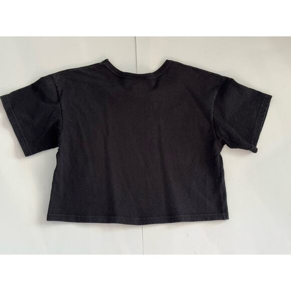 Champion Women’s Black Logo Cropped Crop T-Shirt Tee Top Size XS 100% Cotton - Picture 7 of 9